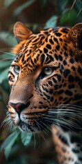 b"A close up of a leopard's face"