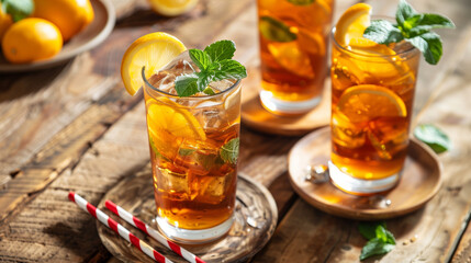 Summer Cocktail - Long Island Iced Tea with Ice and Citrus