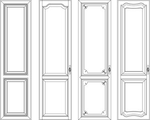 Vector sketch illustration design drawing of traditional ethnic vintage wooden cupboard door partition