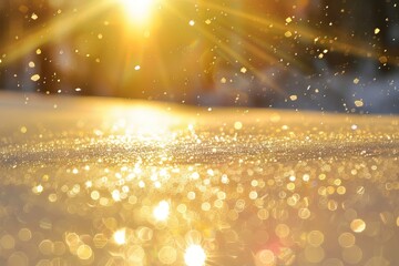Radiant sun-shaped sparkles shining brightly on a transparent white surface, adding warmth and brightness