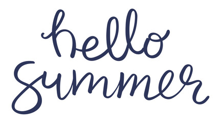 Hello Summer handwritten typography, hand lettering quote, text. Hand drawn style vector illustration, isolated. Summer design element, clip art, seasonal print, holidays, vacations, pool, beach - 795450715