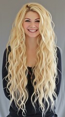 b'Portrait of a beautiful young woman with long blond hair'
