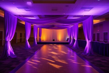 b'Elegant purple and orange wedding ceremony decorations'