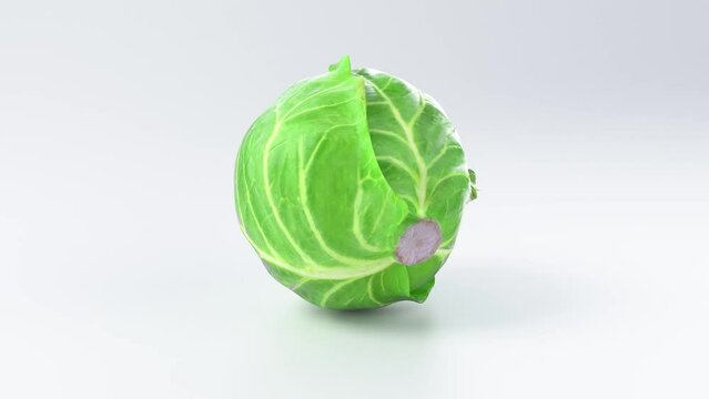 Spinning motion fresh cabbage against white background , healthy life concept.