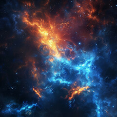 Fototapeta premium Abstract Orange-Blue Space Nebula - Cosmic Fusion