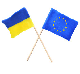 flag of european union and Ukrain flag isolated