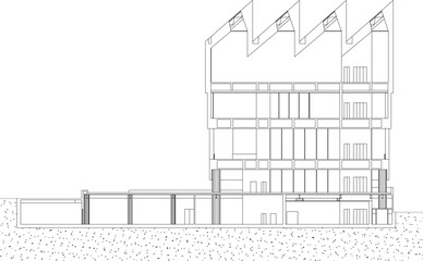 Vector sketch illustration of the design of a section of a multi-storey apartment hotel building