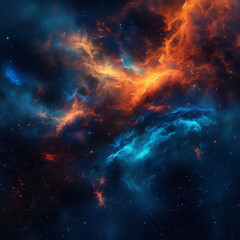 Fototapeta premium Abstract Orange-Blue Space Nebula - Cosmic Fusion