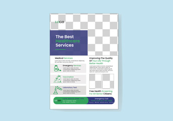 Modern Medical Flyer layout with green and purple accents