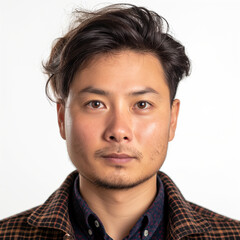 Fototapeta premium Passfoto biometrisch vom Asiatischen Mann im Porträt Nahaufnahme