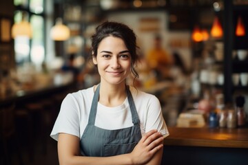 Person female apron cafe