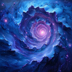 Obraz premium Nebula Neon Dreams in Blue - Purple and Fuchsia