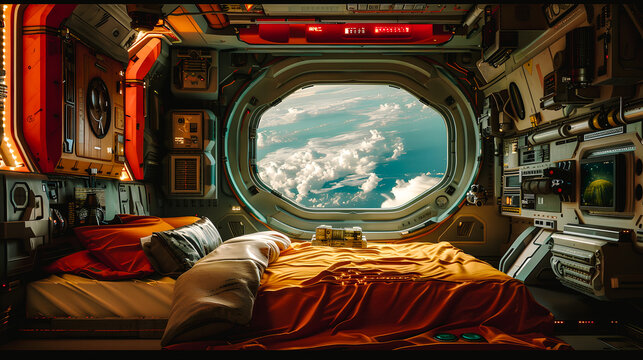 Chambre dans un vaisseau spatial du futur