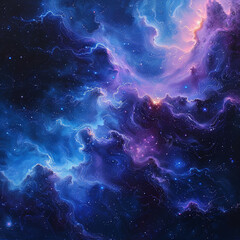 Nebula Neon Dreams in Blue - Purple and Fuchsia - obrazy, fototapety, plakaty