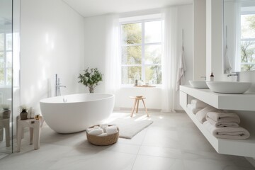 Fototapeta na wymiar Aesthetic modern bathroom, interior