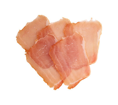 pieces of balyk, cured meat pork ham isolated