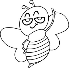 Bee drawing line design summer.
