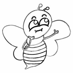 Bee drawing doodle decoration summer design.
