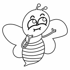 Bee drawing line design summer.
