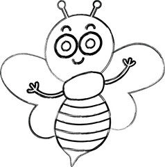 
Bee drawing doodle decoration summer design.