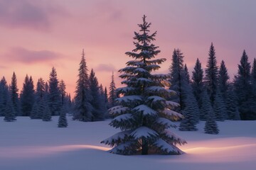 Fototapeta na wymiar Pine tree in the nature forest snow, under snow, winter, season Christmas