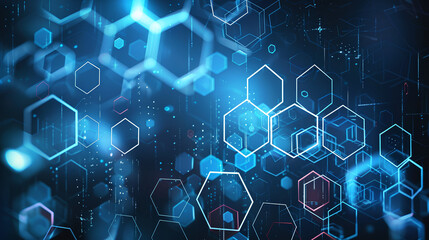 abstract blue background with hexagons 3d