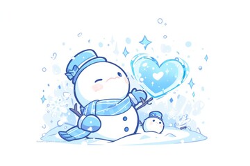 Beautiful snowman at winter season, christmas