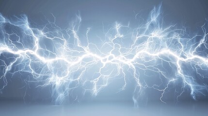 A blue and white image of a lightning bolt with a lot of sparks