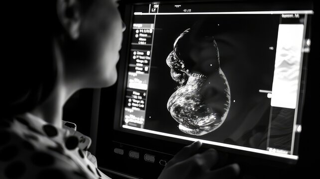 Magical Moment Expectant Mothers Delight in Ultrasound Technology, Witnessing Baby's First Image with Anticipation and Joy
