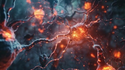 Neuron communication and brain activity. Action potential, impulse propagation, and neural circuits.