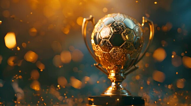 gold cup trophy with bokeh background