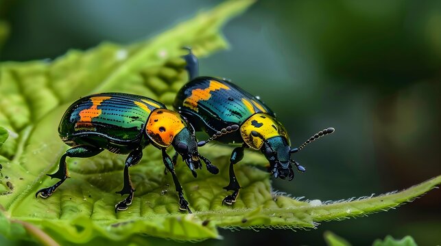 The insects of the beetle family Chrysomelidae commonly known as leaf beetles