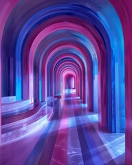Step into a room where walls and floors are alive with azure, magenta, and electric blue stripes, creating a vibrant and inviting space 8K , high-resolution, ultra HD,up32K HD