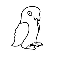 Cute Bird Animal Hand drawn organic line doodle