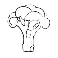 Broccoli, Black and White stylized, Vector Illustration