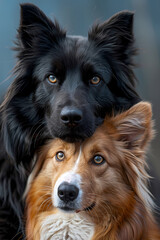 Dos perros juntos con mirada hasta foto 