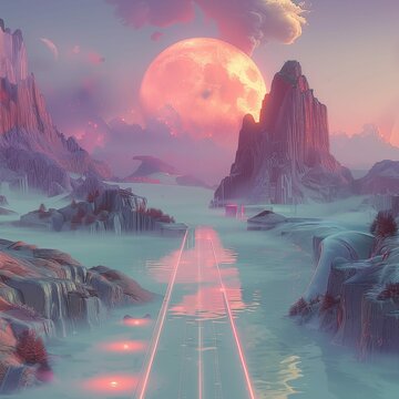 Surreal landscape on another planet