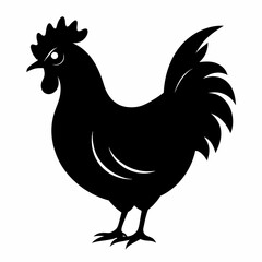 rooster and chicken silhouette vector illustration