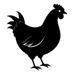 rooster and chicken silhouette vector illustration
