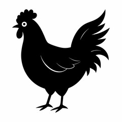 rooster and chicken silhouette vector illustration