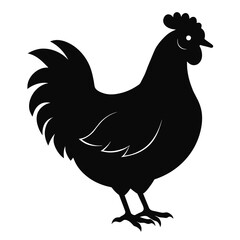 rooster and chicken silhouette vector illustration