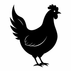 rooster and chicken silhouette vector illustration