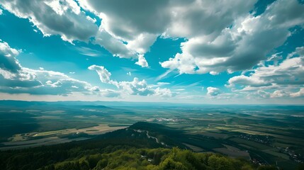 Scenic view of landscape against blue cloudy sky - Powered by Adobe