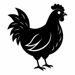 rooster and chicken silhouette vector illustration