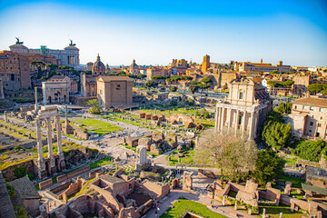 Rome italian city ancient and modern mouments and streets