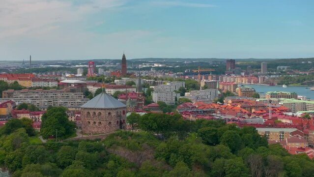 Scenic aerial view of the Old Town with Oscar Fredrik Church 