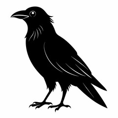 Raven silhouette vector illustration on white background