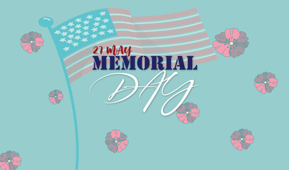 Fototapeta na wymiar vector Memorial day 7 may America Post for social media, banner, template, poster and background design