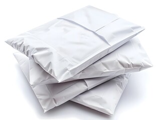 White Padded Bubble Mailer Envelopes on Plain Background for Product Packaging Mockup
