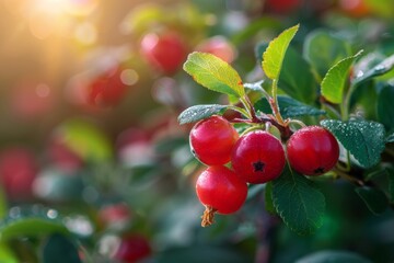 Tart lingonberry with vibrant red color and tangy, juicy flavor, adding brightness to any composition